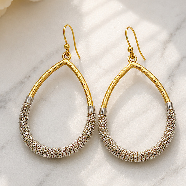 two tone drop earrings