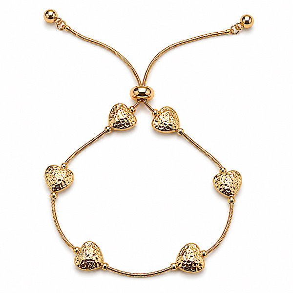 14K gold plated textured heart slider bracelet