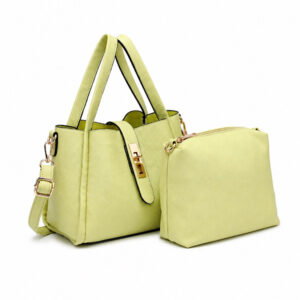 green handbag with matching inner bag
