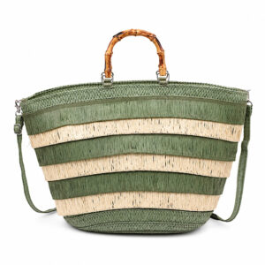 large green and cream holiday tote bag