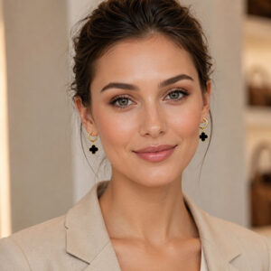 black clover earrings with gold edge