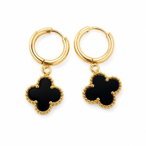 black and gold clover earrings
