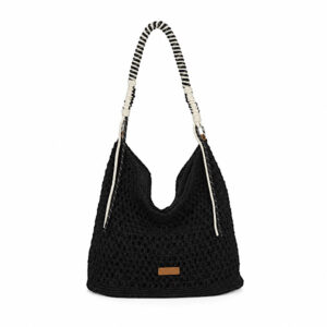black crochet shoulder bag
