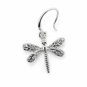 silver tone dragonfly drop earrings
