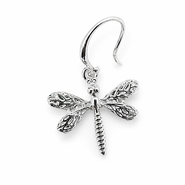 silver tone dragonfly drop earrings