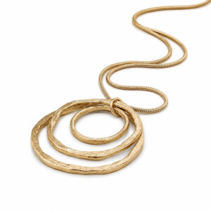gold tone triple ring necklace