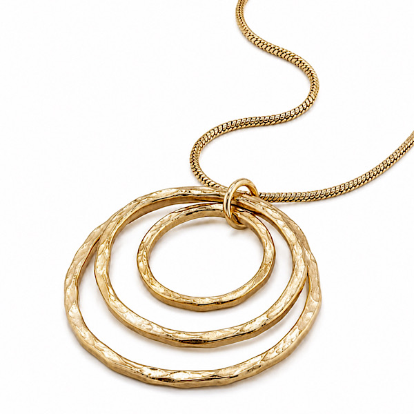 textured triple ring necklace