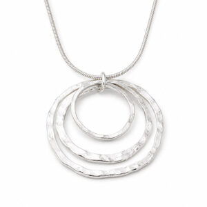 silver triple ring necklace