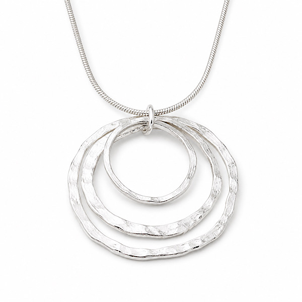 silver triple ring necklace
