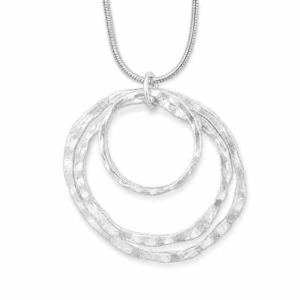 silver textured circle necklace