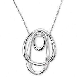silver long pendant necklace with abstract pendant