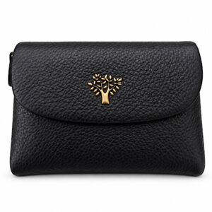 black leather purse