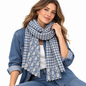 Blue & Cream Designer Inspired Scarf