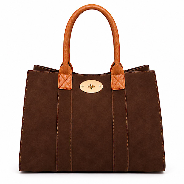 coffee brown tote bag with removable zipped inner bag