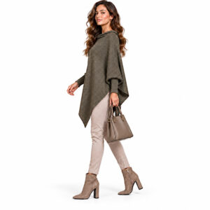 Green wool blend poncho