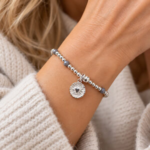pretty silver heart charm bracelet for women