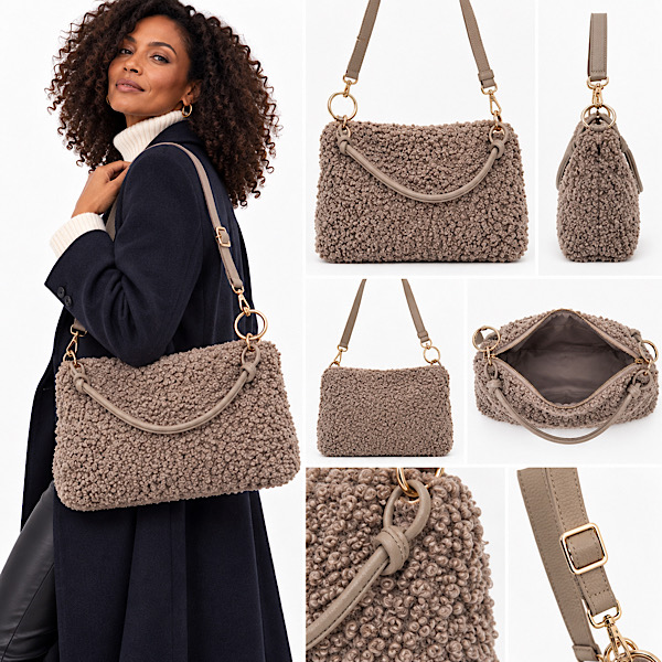 soft textured mushroom shoulder bag