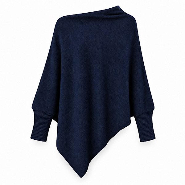 navy wool blend poncho