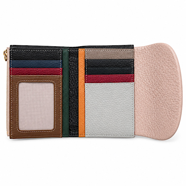 nude leather purse open interior