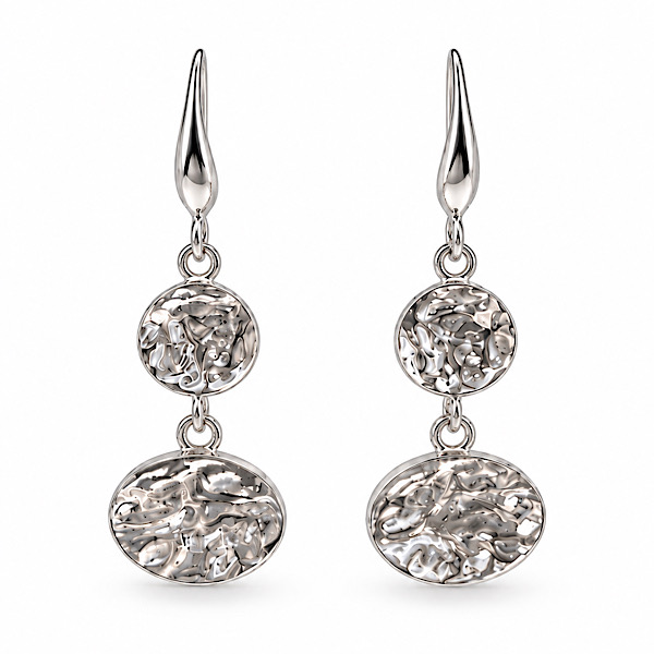 silver hammered disc earrings
