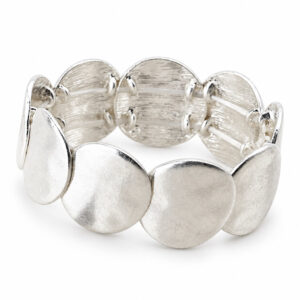 Silver Plated Worn Disc Stretch Bracelet