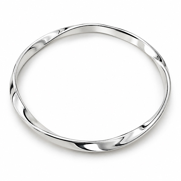 high shine silver twisted bracelet