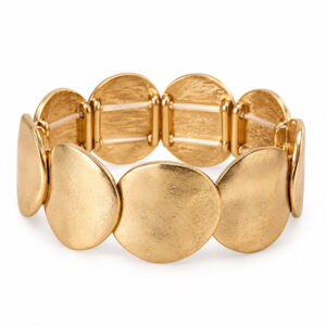 Gold Plated Worn Disc Stretch Bracelet