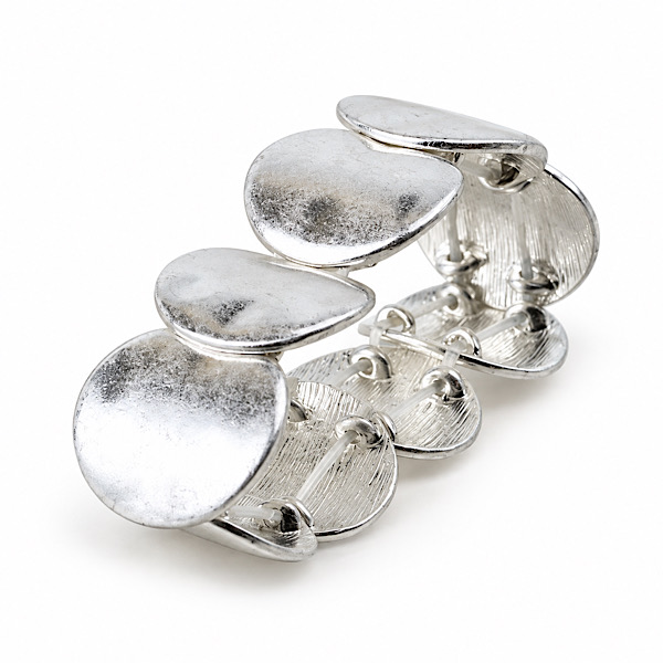 silver plated bracelet with overlapping organic discs