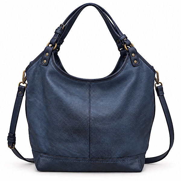 navy textured bag with detachable shoulder strap