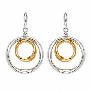 two-tone circular earrings with polished silver inner rings