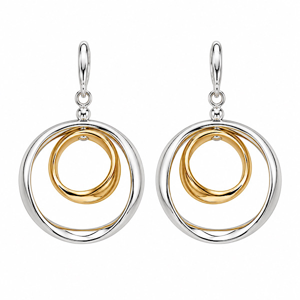 two-tone circular earrings with polished silver inner rings