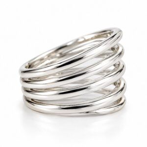 sterling silver five band ring with polished finish