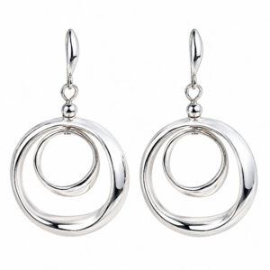 silver plated circular earrings with polished inner circles